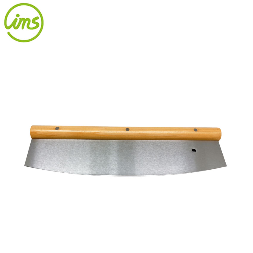 Large Stainless Steel Rocker Pizza Cutter with Beechwood Handle – Professional Pizza Slicer